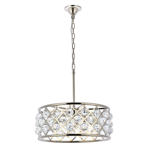 Elegant Crystal Grid Hoop 3 Light Chandelier - Polished Nickel, L 20" (1214D20PN-RC)