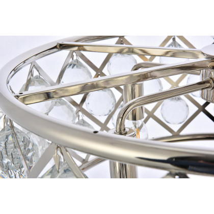 Elegant Crystal Grid Hoop 3 Light Chandelier - Polished Nickel, L 20" (1214D20PN-RC)