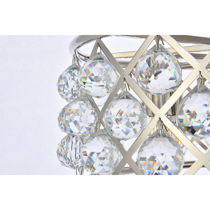 Elegant Crystal Grid Hoop 3 Light Chandelier - Polished Nickel, L 20" (1214D20PN-RC)