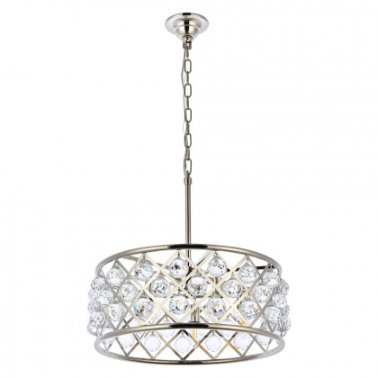 Elegant Crystal Grid Hoop 3 Light Chandelier - Polished Nickel, L 20" (1214D20PN-RC)