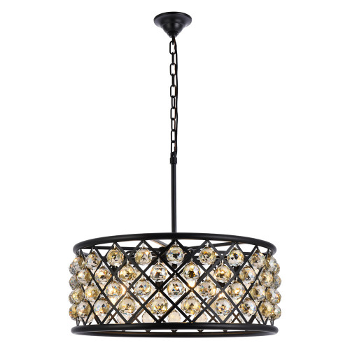 Elegant Crystal Grid Hoop 3 Light Chandelier - Matte Black/Gold, L 25" (1214D25MB-GT-RC)