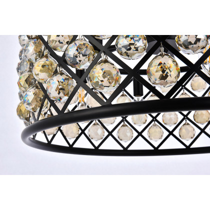Elegant Crystal Grid Hoop 3 Light Chandelier - Matte Black/Gold, L 25" (1214D25MB-GT-RC)