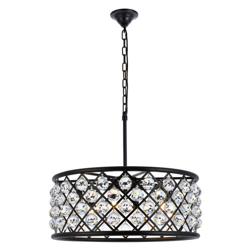 Elegant Crystal Grid Hoop 3 Light Chandelier - Matte Black, L 25" (1214D25MB-RC)