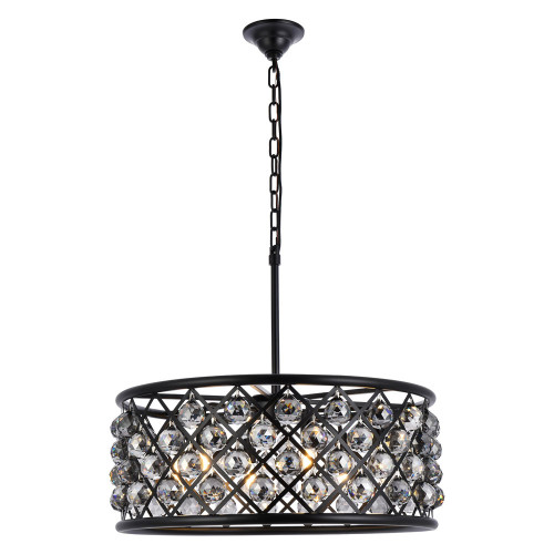 Elegant Crystal Grid Hoop 3 Light Chandelier - Matte Black/Silver, L 25" (1214D25MB-SS-RC)