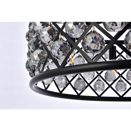 Elegant Crystal Grid Hoop 3 Light Chandelier - Matte Black/Silver, L 25" (1214D25MB-SS-RC)