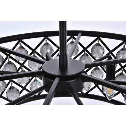 Elegant Crystal Grid Hoop 3 Light Chandelier - Matte Black/Silver, L 25" (1214D25MB-SS-RC)