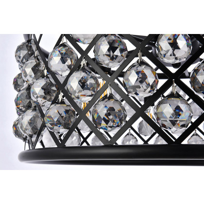 Elegant Crystal Grid Hoop 3 Light Chandelier - Matte Black/Silver, L 25" (1214D25MB-SS-RC)