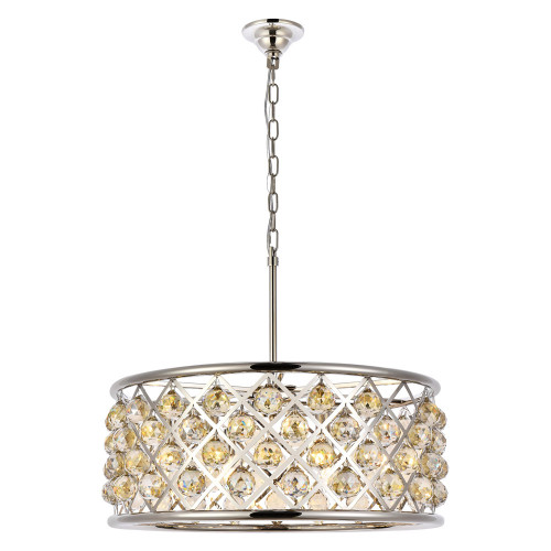 Elegant Crystal Grid Hoop 3 Light Chandelier - Polished Nickel/Gold, L 25" (1214D25PN-GT-RC)