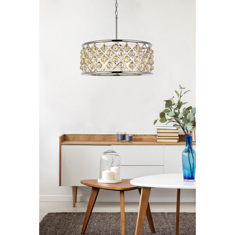 Elegant Crystal Grid Hoop 3 Light Chandelier - Polished Nickel/Gold, L 25" (1214D25PN-GT-RC)