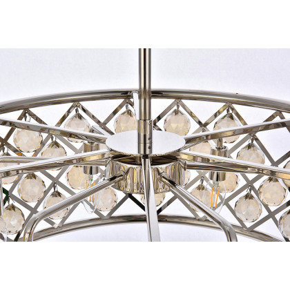 Elegant Crystal Grid Hoop 3 Light Chandelier - Polished Nickel/Gold, L 25" (1214D25PN-GT-RC)