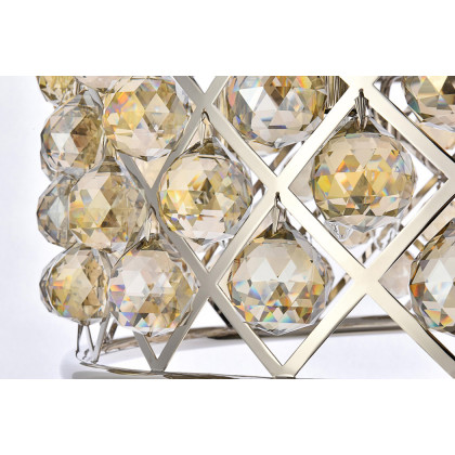 Elegant Crystal Grid Hoop 3 Light Chandelier - Polished Nickel/Gold, L 25" (1214D25PN-GT-RC)