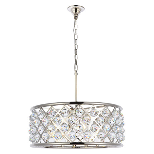 Elegant Crystal Grid Hoop 3 Light Chandelier - Polished Nickel, L 25" (1214D25PN-RC)