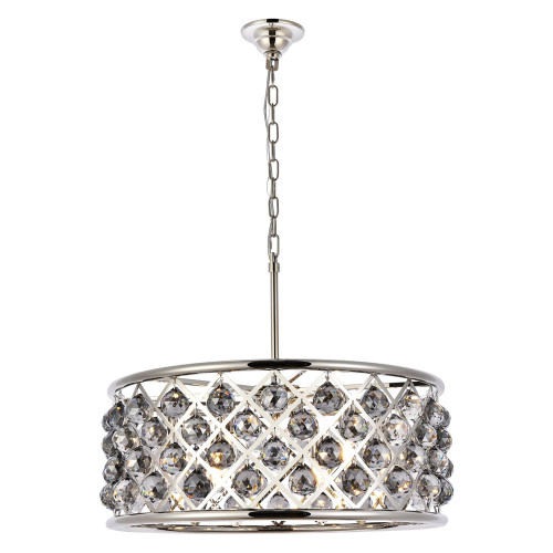 Elegant Crystal Grid Hoop 3 Light Chandelier - Polished Nickel/Silver, L 25" (1214D25PN-SS-RC)