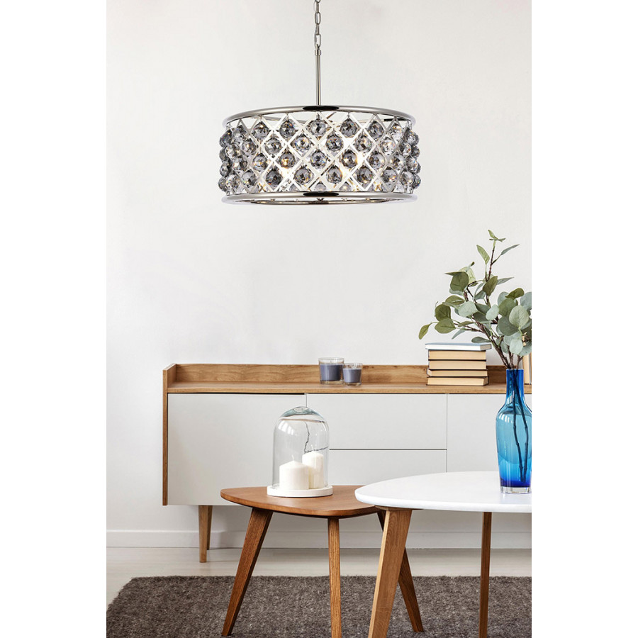 Elegant Crystal Grid Hoop 3 Light Chandelier - Polished Nickel/Silver, L 25" (1214D25PN-SS-RC)