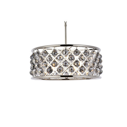 Elegant Crystal Grid Hoop 3 Light Chandelier - Polished Nickel/Silver, L 25" (1214D25PN-SS-RC)
