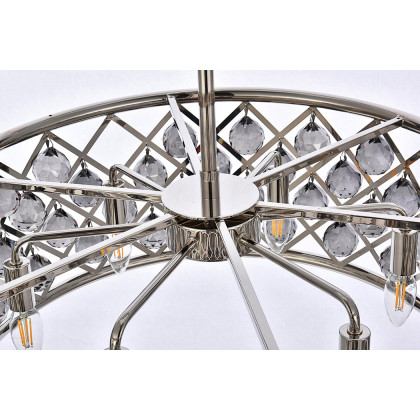 Elegant Crystal Grid Hoop 3 Light Chandelier - Polished Nickel/Silver, L 25" (1214D25PN-SS-RC)
