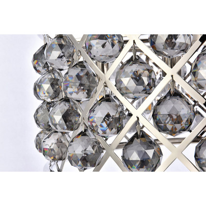 Elegant Crystal Grid Hoop 3 Light Chandelier - Polished Nickel/Silver, L 25" (1214D25PN-SS-RC)