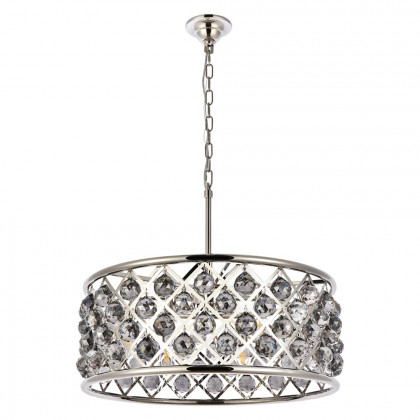 Elegant Crystal Grid Hoop 3 Light Chandelier - Polished Nickel/Silver, L 25" (1214D25PN-SS-RC)