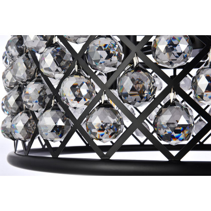 Elegant Crystal Grid Hoop 3 Light Chandelier - Matte Black/Silver, L 32" (1214D32MB-SS-RC)
