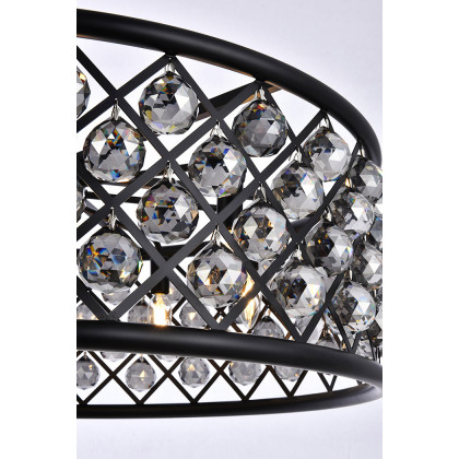 Elegant Crystal Grid Hoop 3 Light Chandelier - Matte Black/Silver, L 32" (1214D32MB-SS-RC)