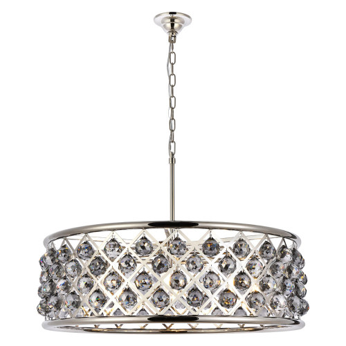 Elegant Crystal Grid Hoop 3 Light Chandelier - Polished Nickel/Silver, L 32" (1214D32PN-SS-RC)