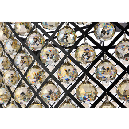 Elegant Crystal Grid Hoop 3 Light Chandelier - Matte Black/Gold, L 43" (1214G43MB-GT-RC)