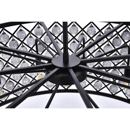 Elegant Crystal Grid Hoop 3 Light Chandelier - Matte Black/Silver, L 43" (1214G43MB-SS-RC)