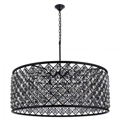 Elegant Crystal Grid Hoop 3 Light Chandelier - Matte Black/Silver, L 43" (1214G43MB-SS-RC)