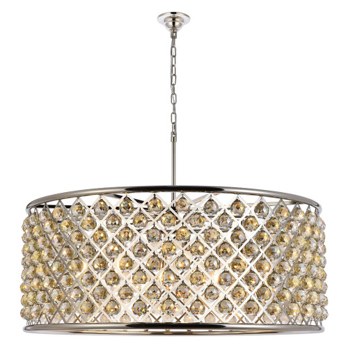 Elegant Crystal Grid Hoop 3 Light Chandelier - Polished Nickel/Gold, L 43" (1214G43PN-GT-RC)