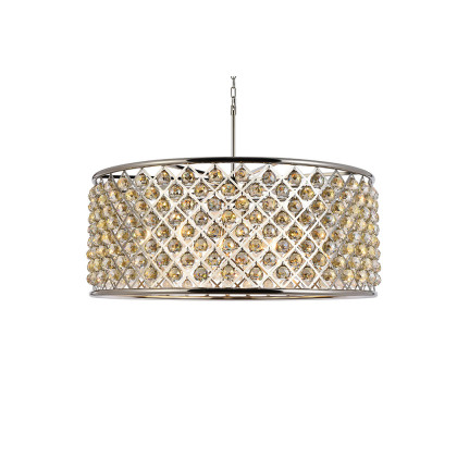 Elegant Crystal Grid Hoop 3 Light Chandelier - Polished Nickel/Gold, L 43" (1214G43PN-GT-RC)