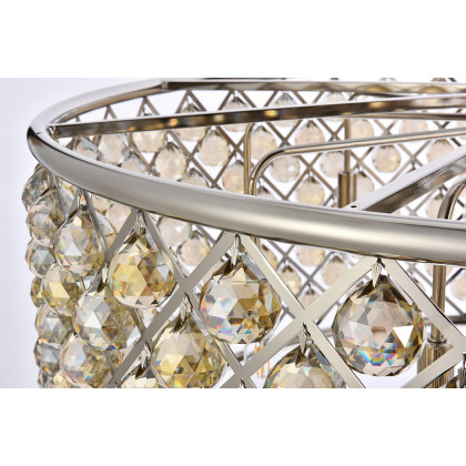 Elegant Crystal Grid Hoop 3 Light Chandelier - Polished Nickel/Gold, L 43" (1214G43PN-GT-RC)