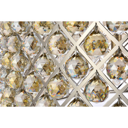 Elegant Crystal Grid Hoop 3 Light Chandelier - Polished Nickel/Gold, L 43" (1214G43PN-GT-RC)