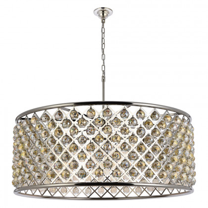 Elegant Crystal Grid Hoop 3 Light Chandelier - Polished Nickel/Gold, L 43" (1214G43PN-GT-RC)