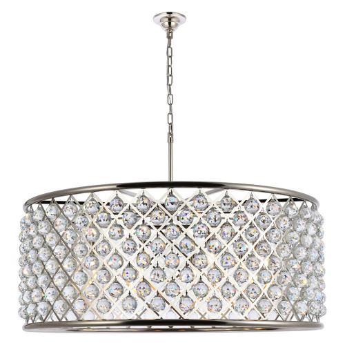 Elegant Crystal Grid Hoop 3 Light Chandelier - Polished Nickel, L 43" (1214G43PN-RC)