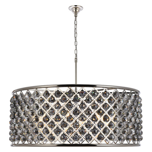 Elegant Crystal Grid Hoop 3 Light Chandelier - Polished Nickel/Silver, L 43" (1214G43PN-SS-RC)