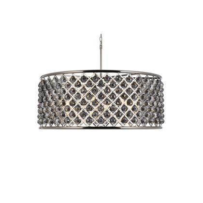 Elegant Crystal Grid Hoop 3 Light Chandelier - Polished Nickel/Silver, L 43" (1214G43PN-SS-RC)