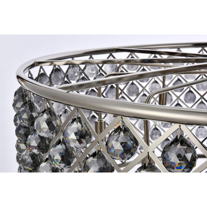 Elegant Crystal Grid Hoop 3 Light Chandelier - Polished Nickel/Silver, L 43" (1214G43PN-SS-RC)