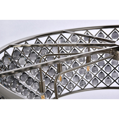 Elegant Crystal Grid Hoop 3 Light Chandelier - Polished Nickel/Silver, L 43" (1214G43PN-SS-RC)