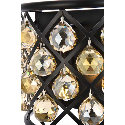 Elegant Crystal Grid 1 Light 11" Crystal Wall Sconce - Matte Black/Golden Teak (1214W11MB-GT-RC)