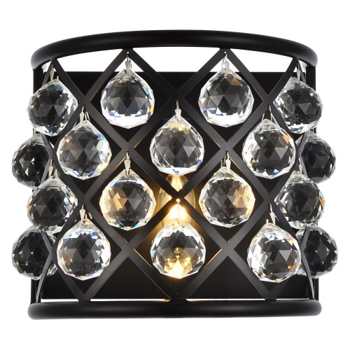 Elegant Crystal Grid 1 Light 11" Crystal Wall Sconce - Matte Black (1214W11MB-RC)
