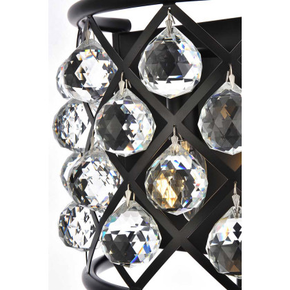 Elegant Crystal Grid 1 Light 11" Crystal Wall Sconce - Matte Black (1214W11MB-RC)