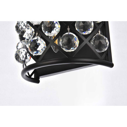 Elegant Crystal Grid 1 Light 11" Crystal Wall Sconce - Matte Black (1214W11MB-RC)
