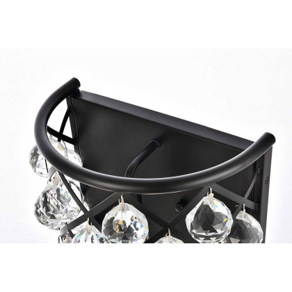 Elegant Crystal Grid 1 Light 11" Crystal Wall Sconce - Matte Black (1214W11MB-RC)