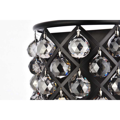 Elegant Crystal Grid 1 Light Crystal Wall Sconce - Matte Black/Silver Shade (1214W11MB-SS-RC)
