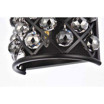 Elegant Crystal Grid 1 Light Crystal Wall Sconce - Matte Black/Silver Shade (1214W11MB-SS-RC)