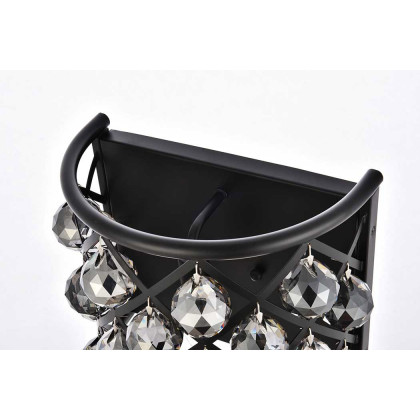 Elegant Crystal Grid 1 Light Crystal Wall Sconce - Matte Black/Silver Shade (1214W11MB-SS-RC)