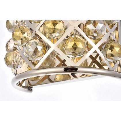 Elegant Crystal Grid 1 Light Crystal Wall Sconce - Polished Nickel/Golden Teak (1214W11PN-GT-RC)