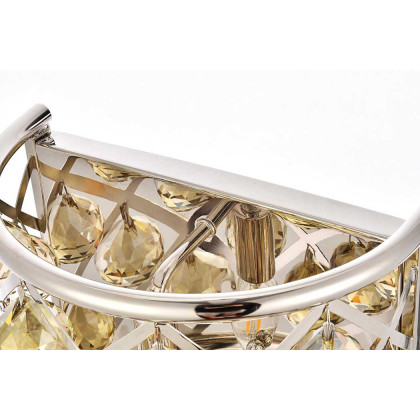 Elegant Crystal Grid 1 Light Crystal Wall Sconce - Polished Nickel/Golden Teak (1214W11PN-GT-RC)