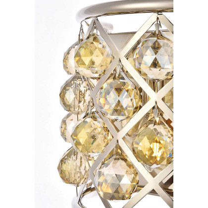 Elegant Crystal Grid 1 Light Crystal Wall Sconce - Polished Nickel/Golden Teak (1214W11PN-GT-RC)