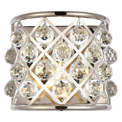 Elegant Crystal Grid 1 Light 11" Crystal Wall Sconce - Polished Nickel (1214W11PN-RC)